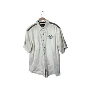Harley Davidson Shirt Mens XL Short Sleeve Button Up Motorcycle White